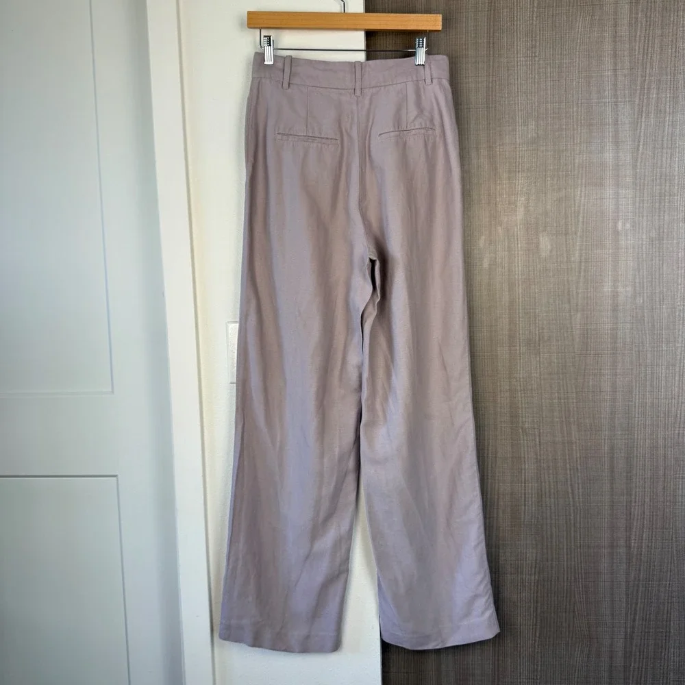 Aritzia Wilfred The Effortless Pants Linen Blend Trouser Cloudy Lilac Size 8